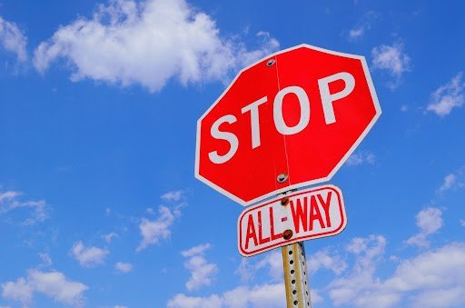 A red stop sign in America