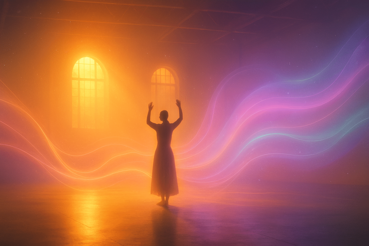 surreal ritual-inspired artwork of a figure bathed in cosmic light despicting manchester art shows in 2025 and 2026